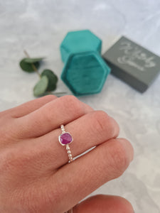 Ruby Ring on beaded band