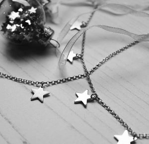 Silver stars necklace