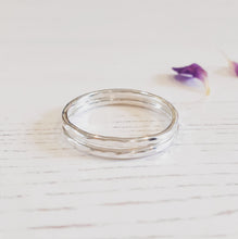 Load image into Gallery viewer, Thin dimpled silver stacking ring