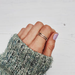 Thin dimpled silver stacking ring