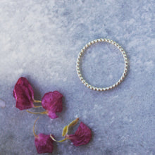Load image into Gallery viewer, Beaded silver ring - Stacking ring - Silver ring - Beaded ring - Plain ring - Band ring - Handmade Jewellery - Bespoke - Made to measure -