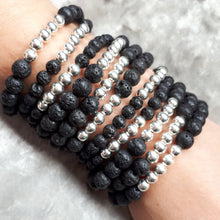 Load image into Gallery viewer, Healing Lava Bracelet - Lava Beads - Aromatherapy Braceley - Oil diffusing - Aromatherapy Beads - lava - Natural Stone - Silver