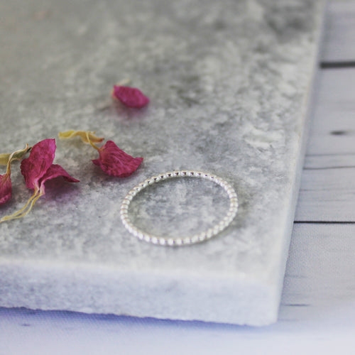 Beaded silver ring - Stacking ring - Silver ring - Beaded ring - Plain ring - Band ring - Handmade Jewellery - Bespoke - Made to measure -