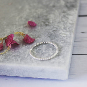 Beaded silver ring - Stacking ring - Silver ring - Beaded ring - Plain ring - Band ring - Handmade Jewellery - Bespoke - Made to measure -
