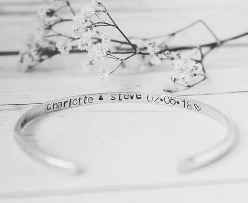 Personalised Bangle-Bangle Cuff-Personalised-Silver Bracelet-Handmade Jewellery-Personalisation-Gift For Her-Birthday Gift