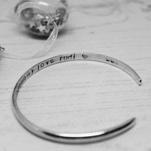 Personalised Bangle-Bangle Cuff-Personalised-Silver Bracelet-Handmade Jewellery-Personalisation-Gift For Her-Birthday Gift