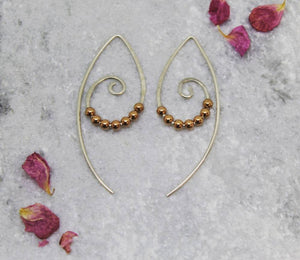 Rose Gold Boho Hoops - Boho Earrings - Pull Through Earrings - Handmade Jewellery - Rose gold - Handmade Earrings - Valentines