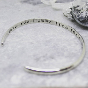 Personalised Bangle-Bangle Cuff-Personalised-Silver Bracelet-Handmade Jewellery-Personalisation-Gift For Her-Birthday Gift