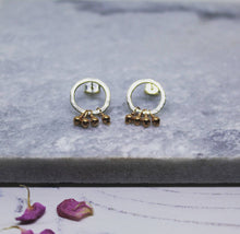Load image into Gallery viewer, Mini Rose Gold Hoops - Rose Gold and Silver Earrings - Boho Jewellery - Boho Earrings - Handmade Jewellery - Handmade Earrings