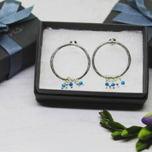 Load image into Gallery viewer, Medium Turquoise Hoop Earrings - Boho Hoops - Silver earrings - Handmade Jewellery - Turquoise - gem stone jewellery - Jewelry - Boho fashio