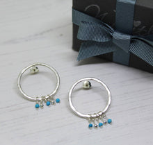 Load image into Gallery viewer, Medium Turquoise Hoop Earrings - Boho Hoops - Silver earrings - Handmade Jewellery - Turquoise - gem stone jewellery - Jewelry - Boho fashio