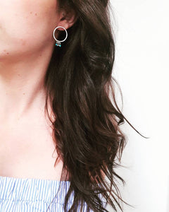 Medium Turquoise Hoop Earrings - Boho Hoops - Silver earrings - Handmade Jewellery - Turquoise - gem stone jewellery - Jewelry - Boho fashio