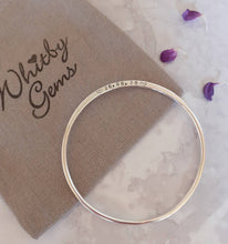 Load image into Gallery viewer, Personalised Date Bangle Bracelet, Silver Date Bracelet, Personalised Bracelet, Handmade Bracelet ,Anniversary, Engagement, Baby Date