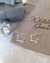 Load image into Gallery viewer, Silver Star Hoops,Star Earring,Silver Star Jewellery,Gift For Her,Christmas Star