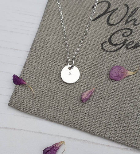 Silver Initial Necklace,Initial Disc,Silver Disc Necklace,Personalized Jewellery,Silver Necklace