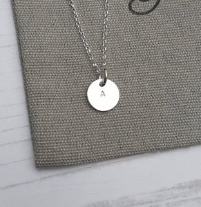 Silver Initial Necklace,Initial Disc,Silver Disc Necklace,Personalized Jewellery,Silver Necklace